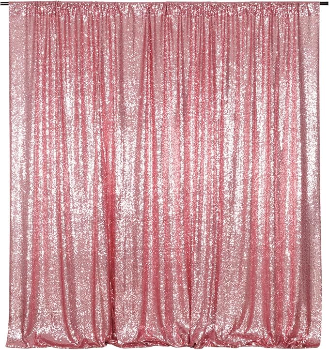 Poise3EHome Fuchsia Pink Sequin Backdrop,8FT x 10FT Sequin Photography Backdrop Curtain for Party Decoration by Poise3EHome