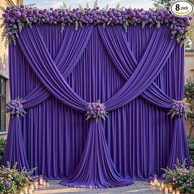32ftx10ft Wrinkle Free Purple Backdrop Curtain - 10 Feet Photography Backdrop Drapes, Silky Polyester Back Drop Cloth for Wedding Baby Shower Balloon Arch Background by Unknown