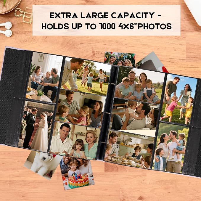Extra Large Capacity 4x6 Photo Album, Holds 1000 Photos, Purple | Linen Hardcover, Horizontal & Vertical 4x6 Pockets, Removable Acid-Free Pages, Front Display Window, Family, Wedding & Travel - Image 2