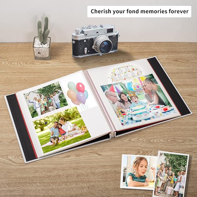 White Photo Album Self Adhesive Scrapbook Album for 4×6 Photos/Pictures DIY Linen Cover Album 15 Sheets/30 Blank Pages for Family Wedding, Birthday, Christmas, Anniversary - Image 2