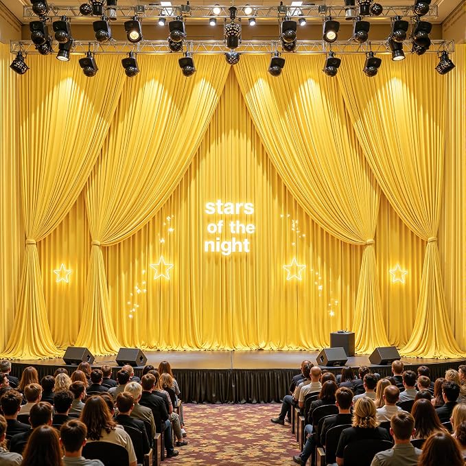 40ftx10ft Wrinkle Free Yellow Backdrop Curtain - 10 Feet Photography Backdrop Drapes, Silky Polyester Back Drop Cloth for Wedding Baby Shower Balloon Arch Background - Image 2