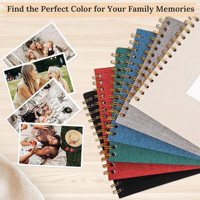 Scrapbook Photo Album Linen Cover, 10 x 10 Inch Hardcover Kraft White Pages Memory Book, for Travel Wedding Guest Book Christmas Baby Shower (40 Sheets/ 80 Pages,Blue) | Navy Hardcover Kraft White Pages Memory Book, for Travel Wedding Guest Book Christ... - Image 9