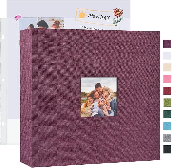 Mublalbum 12x12 Inch 3 Ring DIY Scrapbook Photo Album 80 Pages, Purple | 3 Ring Binder Scrapbook, Linen Cover, 40 Plastic Sleeves 80 Pages, Memory Book for Wedding, Baby, Family, DIY Projects by Mublalbum