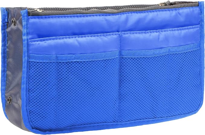 Vercord Purse Organizer Insert for Handbags Bag Organizers Inside Tote Pocketbook Women Nurse Nylon 13 Pockets Sapphire Blue Medium by Vercord