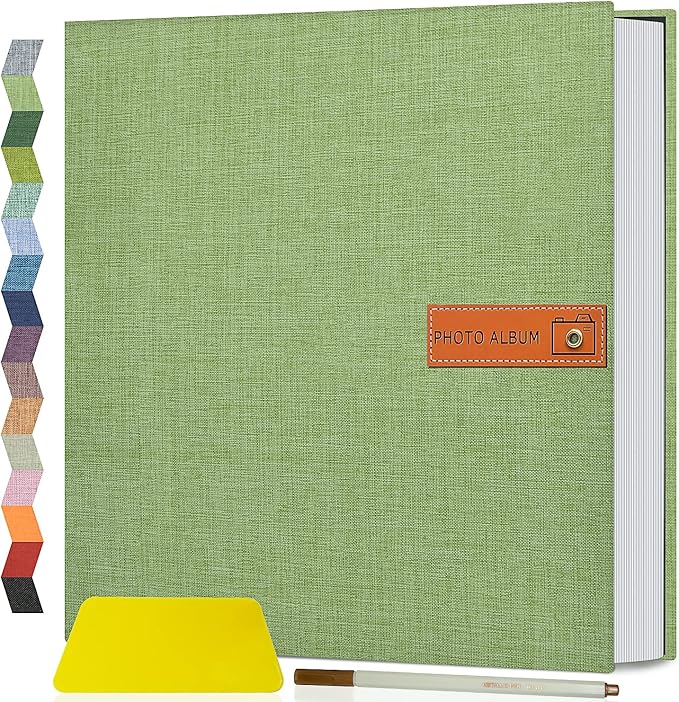 Popotop Large Photo Album Self Adhesive 4x6 5x7 8x10 Scrapbook Album DIY Picture Book,Gifts for Mom,Family Baby and Wedding,with Metal Pen and Plastic Board by Popotop