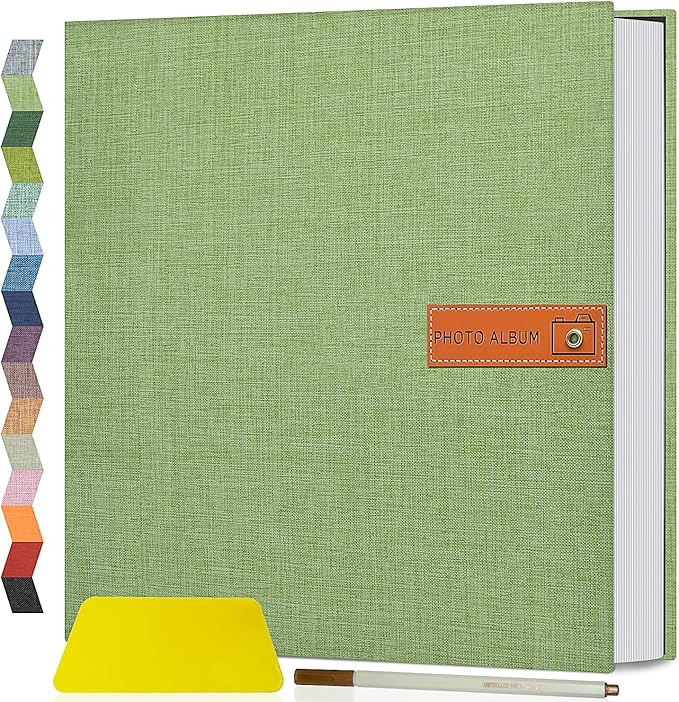 Popotop Large Photo Album Self Adhesive 4x6 5x7 8x10 Scrapbook Album DIY Picture Book,Gifts for Mom,Family Baby and Wedding,with Metal Pen and Plastic Board by Popotop