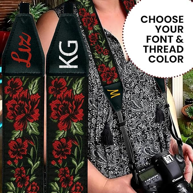 Art Tribute Camera Strap Personalized With Name - Shoulder, Crossbody & Neck Camera Strap for Photographers, Fits All Cameras, Canon Nikon Sony Fujifilm, Padded Strap W/Quick Release & Leather Ends - Image 5