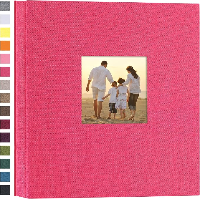 potricher Photo Album 4x6 Pictures, 1000 Pockets, Linen Cover, Rose Red | Linen Cover, Front Window, Large Capacity 4x6 Picture Albums, Photo Book for Family, Wedding, Anniversary, Baby, Keepsake by potricher