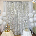 9FTx10FT Silver Sequin Backdrop 1 Panel,18MM Large Payette Sequins Backdrop, Glitter Photobooth Props for Christmas Party Wedding Birthday by HMQIANG