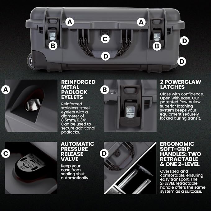 NANUK 935 Hard Case with Cubed Foam for Camera & Lenses – Waterproof Protective Equipment Case with Wheels, 22” x 14” x 9”–Dustproof and Impact Resistant, Carry-On Approved for Most Airlines–Graphite - Image 4