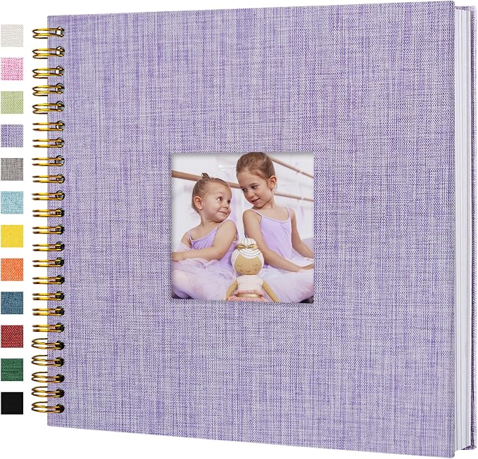 12"x12" Scrapbook Photo Album Linen Cover 40 Sheets 80 Pages White Paper | Pueple Hardcover Kraft White Pages Memory Book, for Travel Wedding Guest Book Christmas Baby Shower Fits 4x6 & Instant Photos by Hiwhy