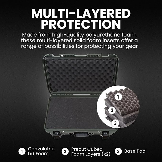 NANUK 935 Hard Case with Cubed Foam for Camera & Lenses – Waterproof Protective Equipment Case with Wheels, 22” x 14” x 9” – Dustproof and Impact Resistant, Carry-On Approved for Most Airlines – Olive | 22” x 14” x 9”, Protects Photography Equipment, E... - Image 3