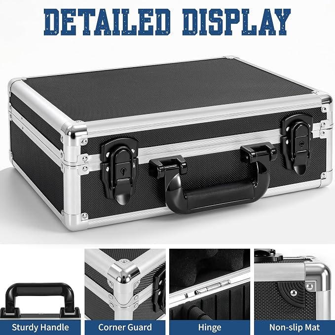 Aluminum Storage Case with Adjustable Dividers, Multi-Function Lockable Storage Carrying Case for Graded Card, Barber Tools, Makeup Tools, etc (Medium) ﻿ - Image 6