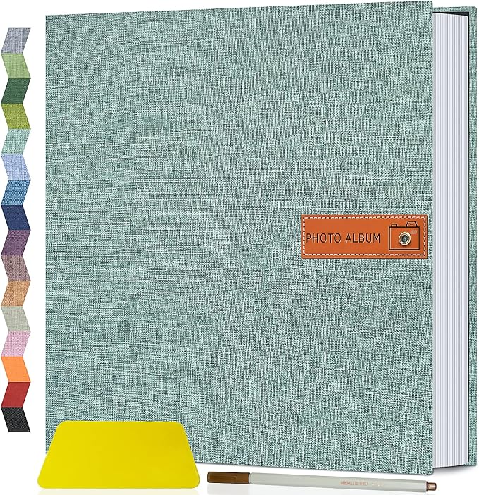 Popotop Large Photo Album Self Adhesive 4x6 5x7 8x10 Scrapbook Album DIY Picture Book,Gifts for Mom,Family Baby and Wedding,with Metal Pen and Plastic Board by Popotop