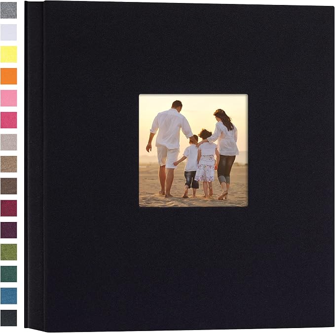 potricher Photo Album 4x6 Pictures, 1000 Pockets, Linen Cover, Black | Linen Cover, Front Window, Large Capacity 4x6 Picture Albums, Photo Book for Family, Wedding, Anniversary, Baby, Keepsake by potricher