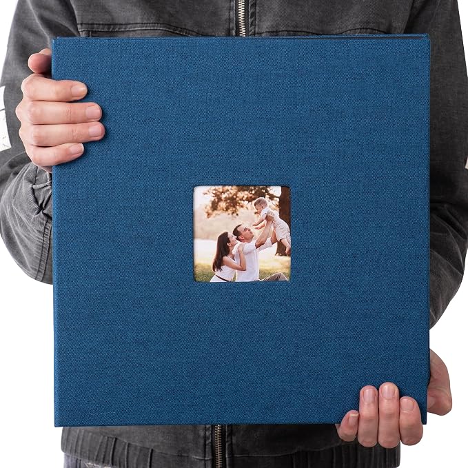 HoneyTolly Large Photo Album Self Adhesive, DIY Scrapbook Album for 600 Photos, 13"x12.6" 120 Pages Linen Cover Memory Book(Blue) - Image 7
