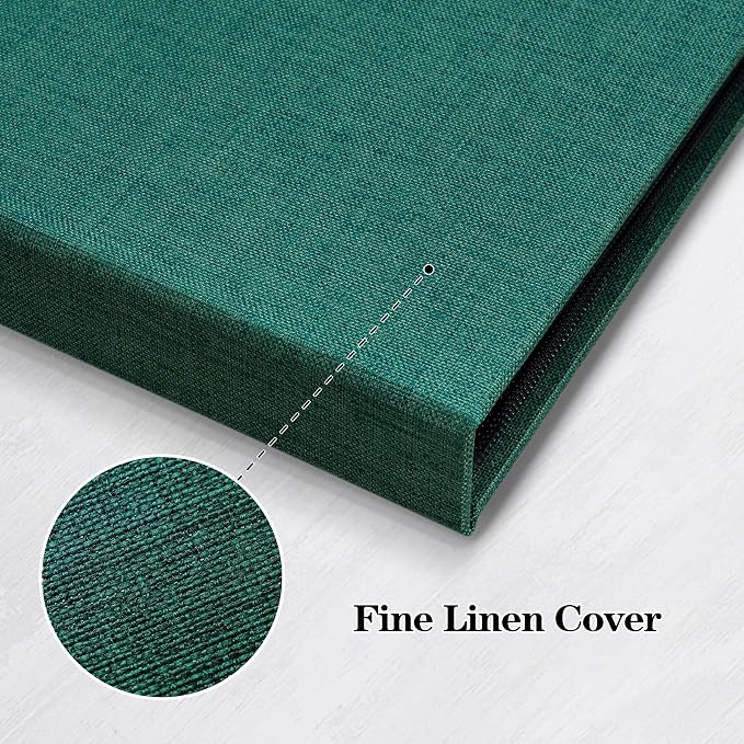 Mublalbum 2 Pack Small Photo Album 5x7, 52 Pockets, Linen Cover,Dark Green | Linen Cover with Display Window, 52 Vertical Pockets, Portable Mini Picture Book for Artwork Postcards, Picture Storage - Image 6