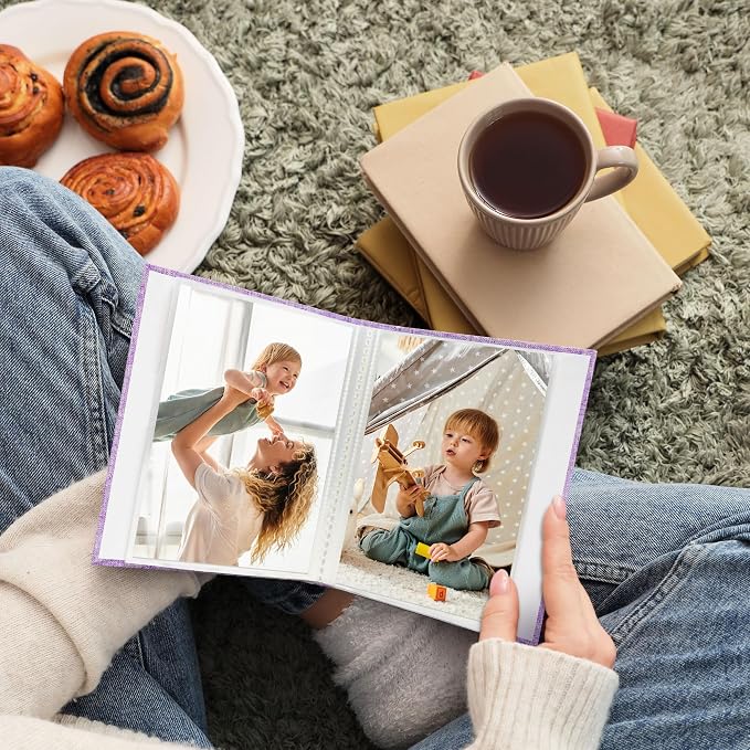 Vienrose 4x6 Mini Photo Album, 2 Pack, 52 Photos, Purple | Linen Cover, Photo Book, Baby Memory Book, Artwork Postcards Storage - Image 7