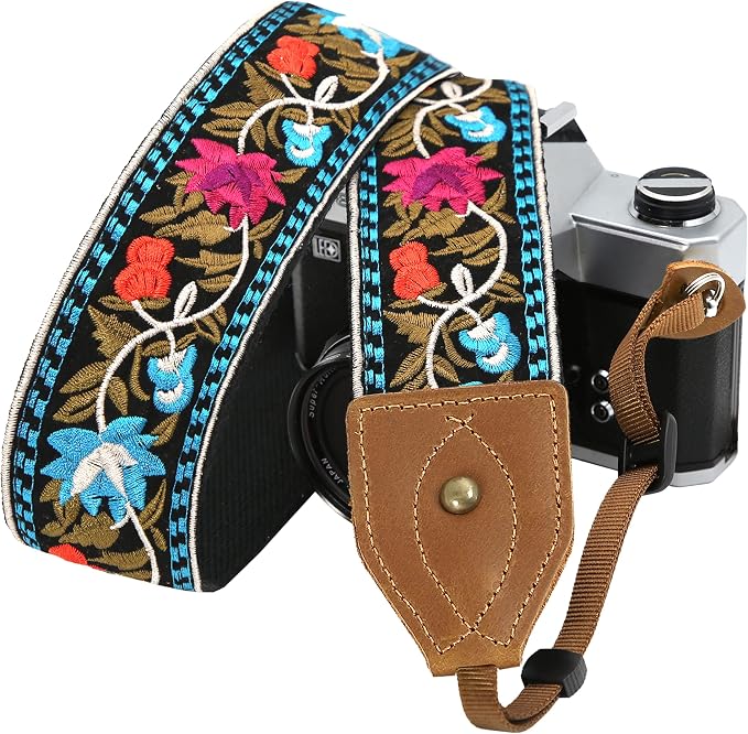 Padwa Lifestyle 2" Wide Classic Crazy Horse Art Cowhide Head Cotton Camera Straps for Photographers by PadwaLifestyleCameraStrap
