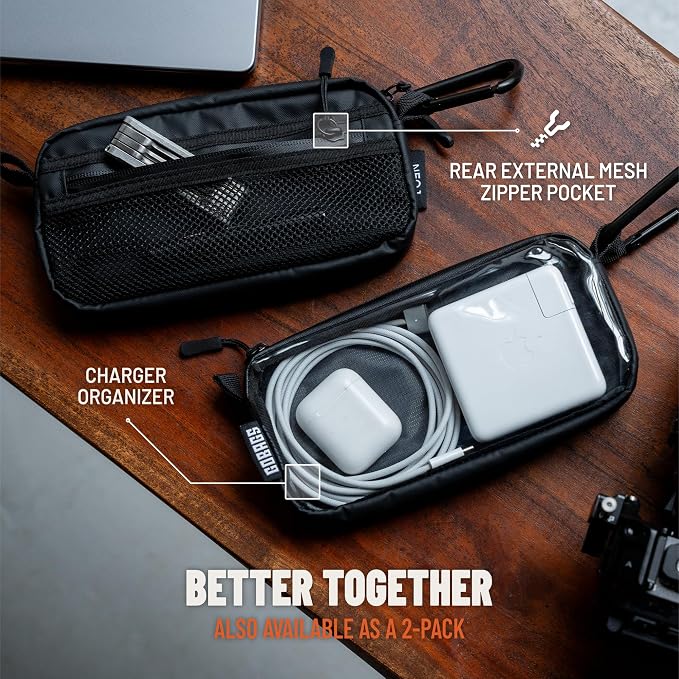 GOBAGS NEO Production Zipper Bags (2-Pack) - Electronics & Camera Accessories Bag - Cable Organizer, Gear Accessory Pouch, Travel Camera Essentials (Extra Small, Black) - Image 5