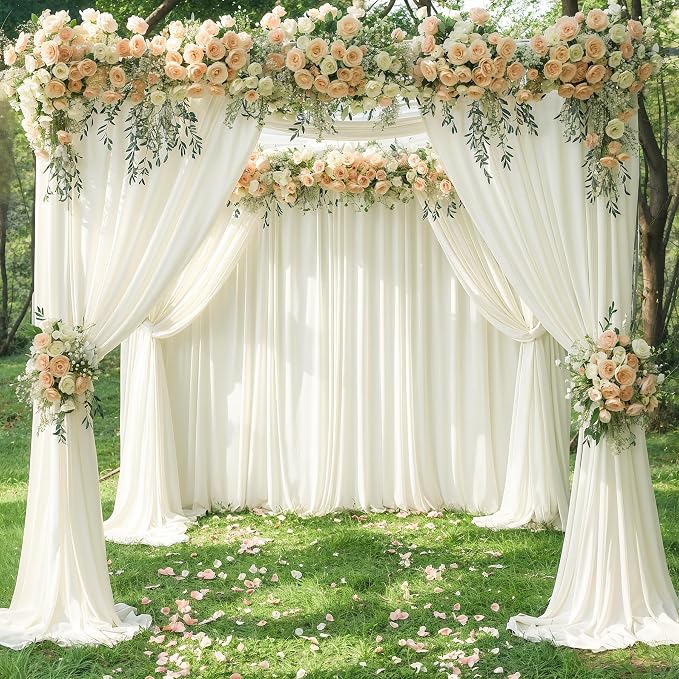 10 Panels Ivory Backdrop Curtains for Wedding Party Wrinkle Free Backdrops Curtain Drapes Fabric Decorations Photo Back Drop Cloth for Baby Shower Photography Stage Reception 50ft(W) x 12ft(H) - Image 3