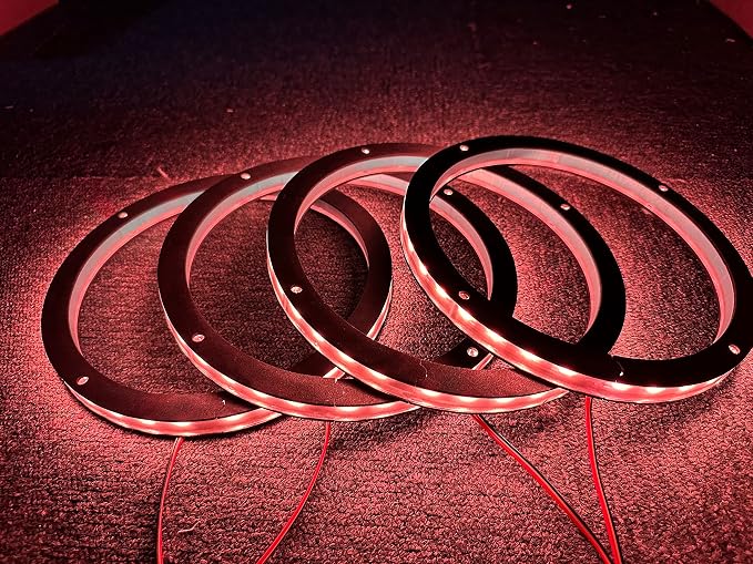 4PCS 6.5" RGB Multiple Changing Car LED Speaker Ring Light Kit Colors Shift Coxial Lights Spacer Ring Light Bluetooth App & Remote Control - Image 6