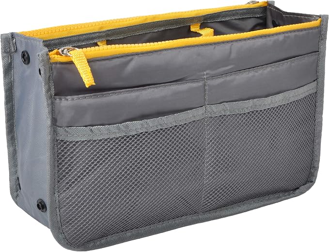 Vercord Purse Organizer Insert for Handbags Bag Organizers Inside Tote Pocketbook Women Nurse Nylon 13 Pockets Grey Medium by Vercord