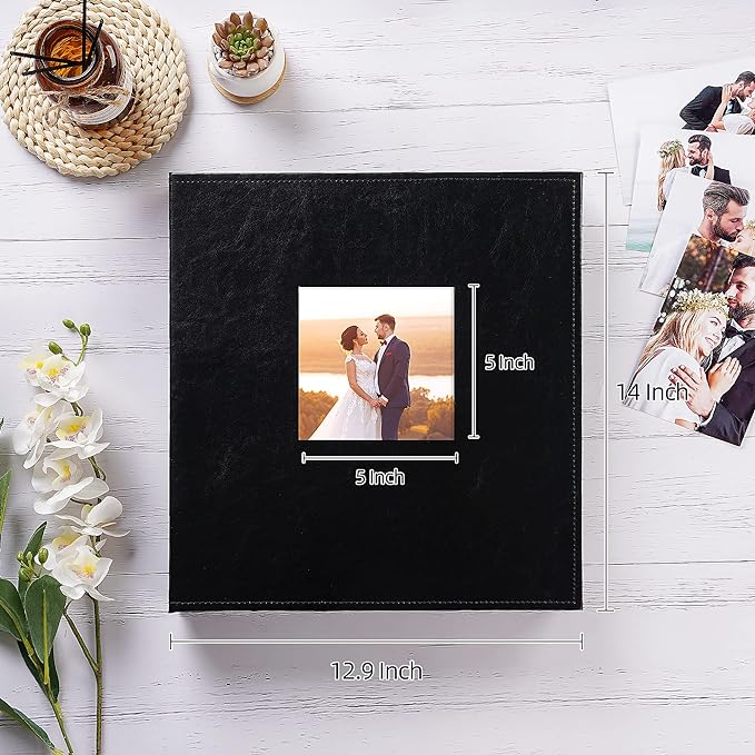 potricher Large Photo Album 4x6 600 Photos, Leather Cover, Black | Large Capacity Picture Albums with 600 Horizontal and Vertical Pockets, Photo Book for Family, Wedding, Anniversary, Baby - Image 2