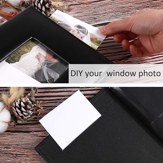 RECUTMS Photo Album 200 Pockets 4x6 Leather Album for Wedding Family Pink | Black Page, Horizontal Pockets, Anniversary Baby Memory Book, DIY Front Window, Small Photobook, Slip-in Picture,Travel Gifts - Image 5