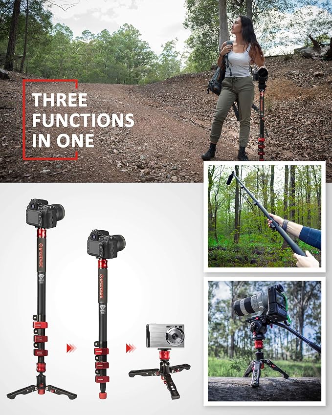 IFOOTAGE Cobra 3 Monopod A180F Professional Camera Monopod 71" | Aluminum Telescoping Video Monopod with Tripod Stand Compatible for DSLR Cameras Camcorders, Professional Camera Support - Image 6