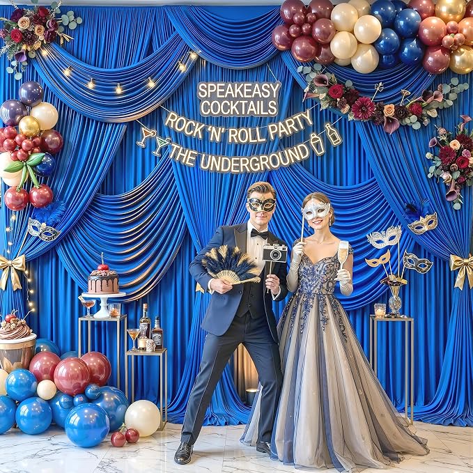 Royal Blue Backdrop Curtain for Parties Wrinkle Free Blue Photo Curtains Backdrop Drapes Fabric Decoration for Wedding Birthday Party Baby Shower 5ft x 8ft,2 Panels - Image 4