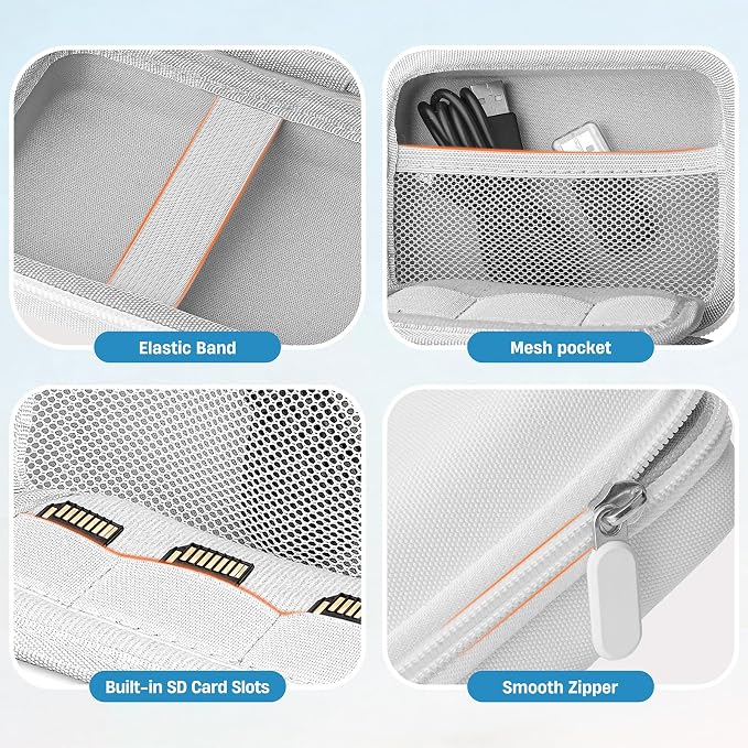 Digital Camera Case Compatible with CAMKORY Digital Point and Shoot/for KODAK PIXPRO FZ45/55 16MP Vlogging/for VAHOIALD FHD 1080P/for IWEUKJLO/for Nsoela, Holder for SD Card More (White) - Image 5