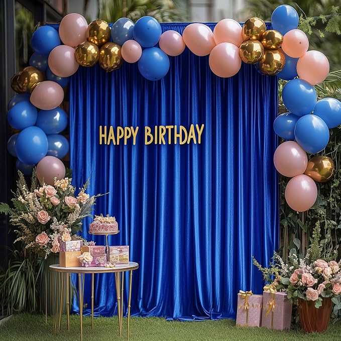 Royal Blue Backdrop Curtain Drapes for Parties, 3Pack 10x8FT | Wrinkle Free Polyester Curtain Backdrop Draping Fabric for Backdrop Photoshoot Birthday Party Background,6 Panel 5x8FT - Image 4