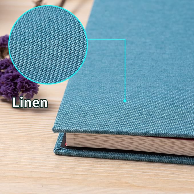 Large Photo Album Self Adhesive for 4x6 5x7 8x10 Pictures Magnetic Scrapbook Album 20 Sheets / 40 Pages Linen Cover DIY Photo Album with A Metallic Pen and and Plastic Board(Sky Blue) - Image 5