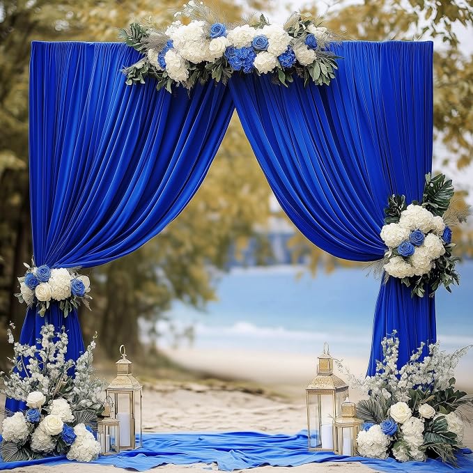 Royal Blue Backdrop Curtain Drapes for Parties, 3Pack 10x10FT | Wrinkle Free Polyester Curtain Backdrop Draping Fabric for Backdrop Photoshoot Birthday Party Background,6 Panel 5x10FT - Image 5