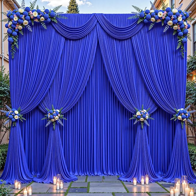 40ftx10ft Wrinkle Free Royal Blue Backdrop Curtain - 10 Feet Photography Backdrop Drapes, Silky Polyester Back Drop Cloth for Wedding Baby Shower Balloon Arch Background - Image 7