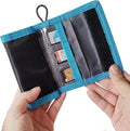 Memory Card Wallet - SD Card Storage - Slim and Foldable with Transparent Slots - Can Carry Up to 15 SD Cards - Straps with Tether Included - (Black/Blue) by CamKix