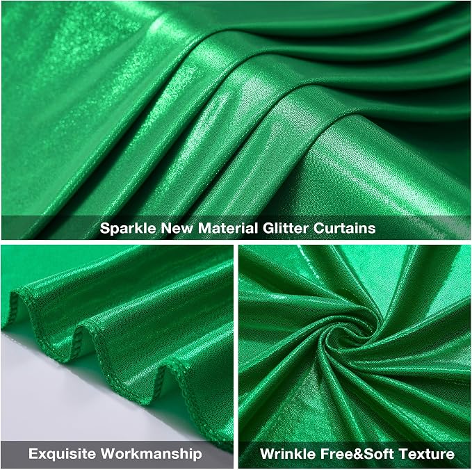 20x10FT Green Sequin Backdrop Curtain for Party - 4 Panels 5x10FT Wrinkle-Free Shimmer Drapes for Birthday, Wedding, Christmas, Decorations & Photography - Image 7