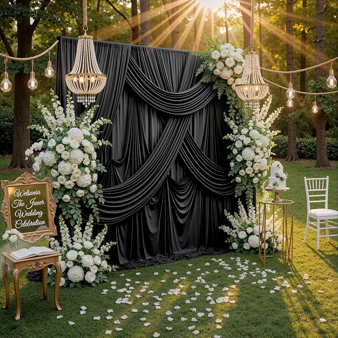 Black Wrinkle Free Black Backdrop Curtains for Parties, Thick Fabric Photo Backdrop Drapes for Birthday Wedding Baby Shower Party Photography Background Backdrop, 10ft x 7ft - Image 8