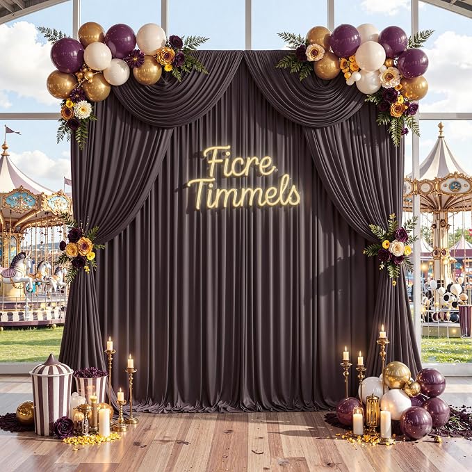 50 ft x 10 ft Wrinkle Free Brown Backdrop Curtain for Parties, 10 Panels 10ft Polyester Brown Photo Backdrop Drapes for Graduation Birthday Wedding Party Stage Curtains - Image 9