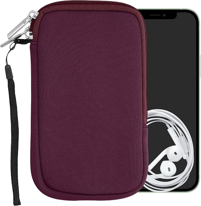 kwmobile Universal Phone Pouch Size L - 6.5" - Neoprene Smartphone Pouch with Zip - Water-Repellent Mobile Phone Case - Sleeve in Berry - Image 5