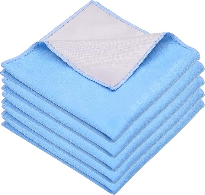 Eco-Fused Oversized Microfiber Cleaning Cloths XL - 5 Pack - 12 x 12 - Double-Sided - Microfiber & Suede for Smartphones, LCD TV, Tablets, Laptop, Camera Lenses & Other Surfaces by Eco-Fused
