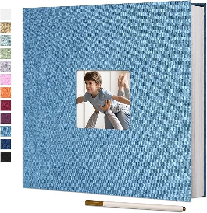 Vienrose Large Photo Album Self Adhesive for 4x6 8x10 10x12 Pictures Linen Scrapbook Album DIY 40 Blank Pages with A Metallic Pen | Linen Cover, Scrapbook, Fits 4X6 8X10 10X12 Pictures, Metallic Pen, Diy by Vienrose