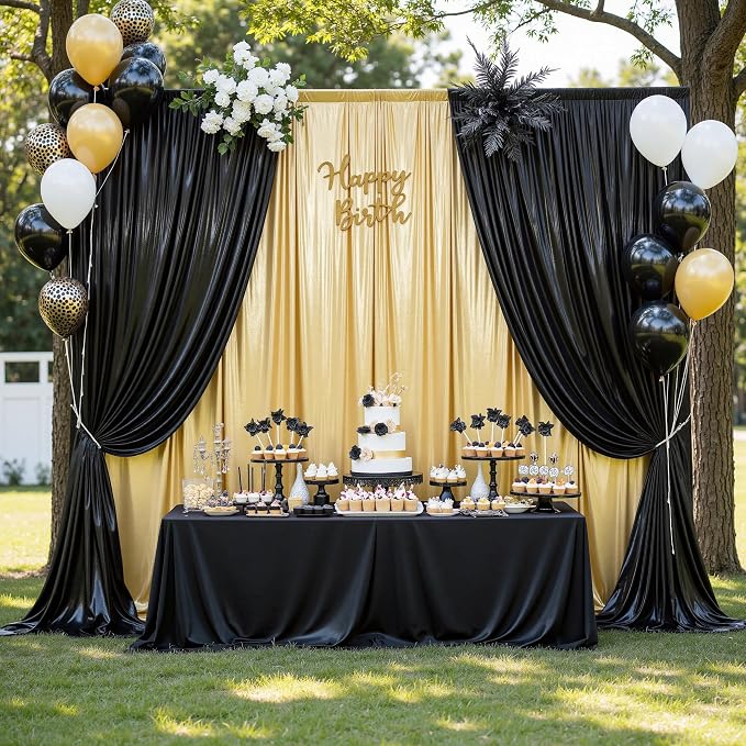 Outpain Thick 10 ft x 10 ft Black Sequin Backdrop Curtain for Parties, Wrinkle Free Glitter Photo Backdrop Drapes 2 Panels 5x10ft Black Back Drop Cloth for Wedding Christmas Photography Background - Image 4