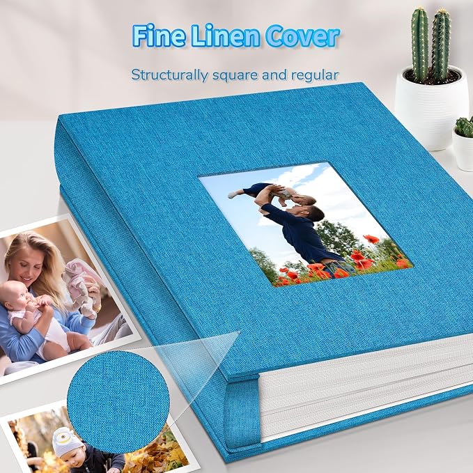 Artfeel Photo Album 4x6 with 1000 Pockets,Slip-in Picture Albums,Linen Cover Memory Book with Front Window,White Page Vertical Photo Book for Wedding,Family,Anniversare,Baby,Vacation - Image 6