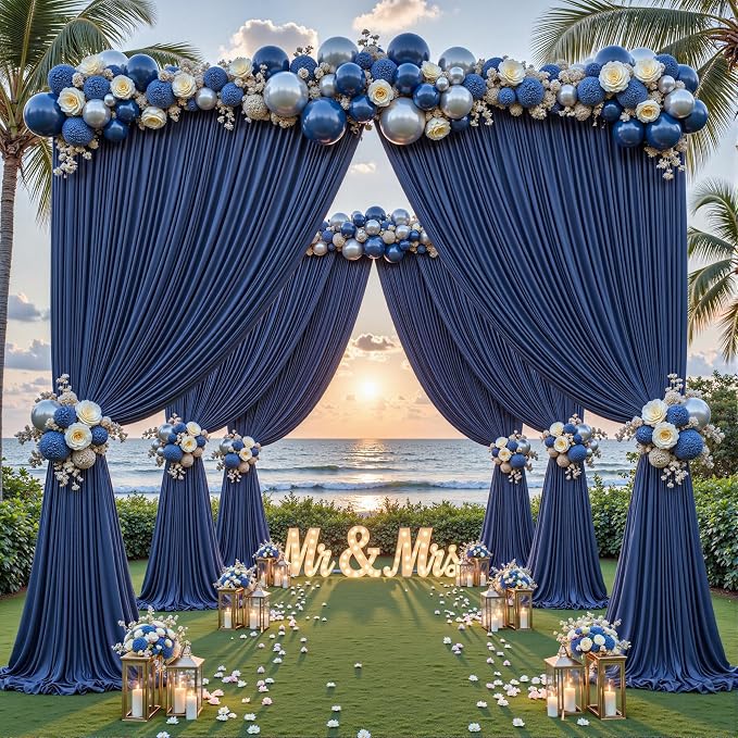 16ftx10ft Wrinkle Free Navy Blue Backdrop Curtain - 10 Feet Photography Backdrop Drapes, Silky Polyester Back Drop Cloth for Wedding Baby Shower Balloon Arch Background - Image 3