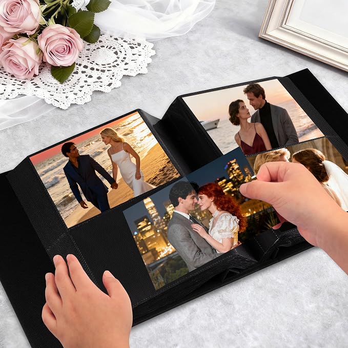 Aevdor 5x7 Photo Album, Holds 320 Photos, Linen Cover, Black | Fits 5x7 Photos, Postcards & Artwork, Family & Wedding Albums, Baby & Travel Memories - Image 6