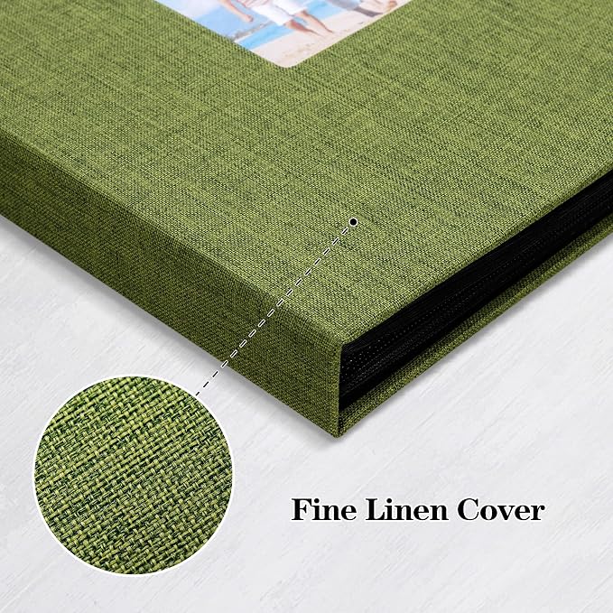 Mublalbum 2 Pack Small Photo Album 5x7, 52 Pockets, Linen Cover,Green | Linen Cover with Display Window, 52 Vertical Pockets, Portable Mini Picture Book for Artwork Postcards, Picture Storage - Image 6
