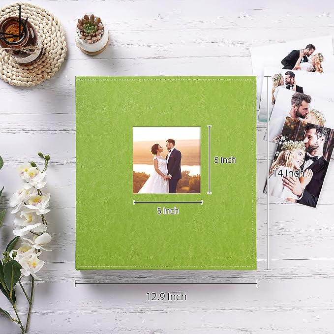 potricher Large Photo Album 4x6 600 Photos, Leather Cover, Green | Large Capacity Picture Albums with 600 Horizontal and Vertical Pockets, Photo Book for Family, Wedding, Anniversary, Baby - Image 2