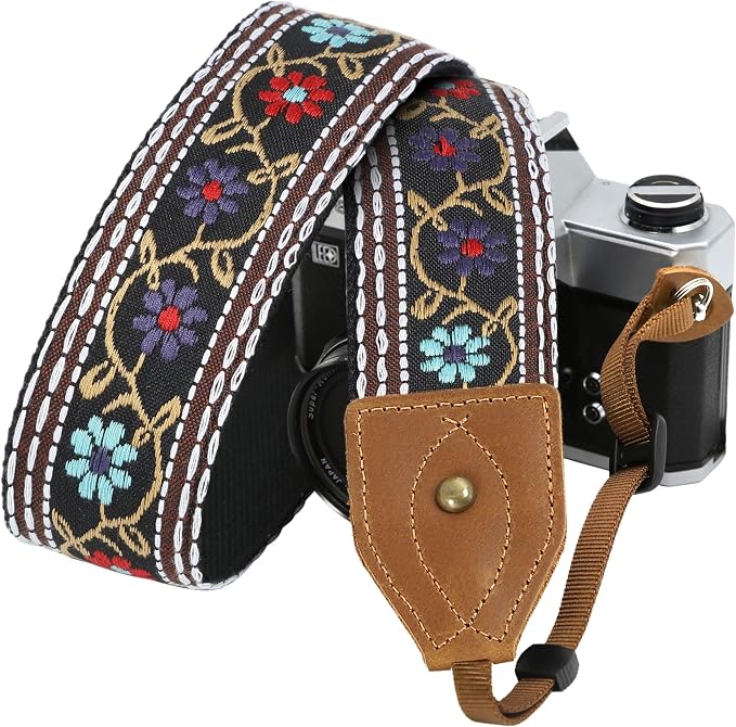 Padwa Lifestyle 2" Wide Classic Crazy Horse Art Cowhide Head Cotton Camera Straps for Photographers by PadwaLifestyleCameraStrap